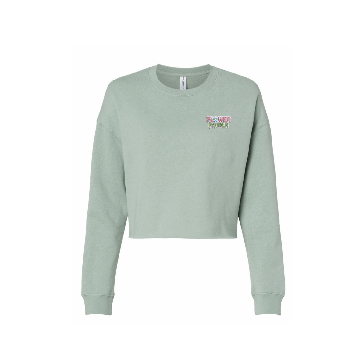 Flower Power Embroidered Sweatshirt Crop Top