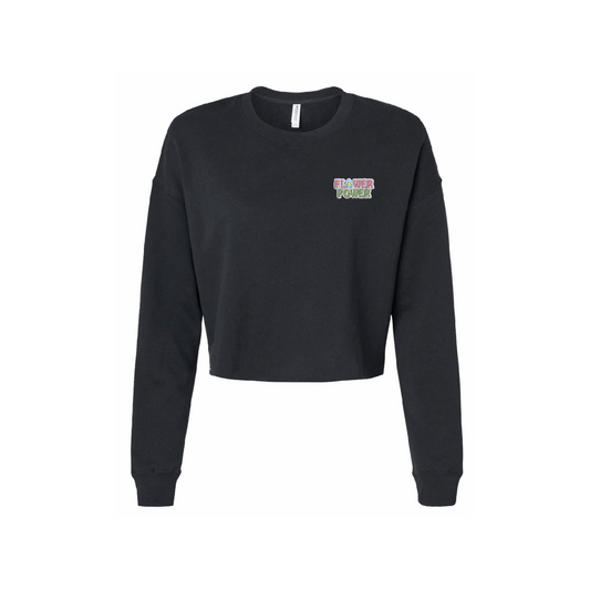 Flower Power Embroidered Sweatshirt Crop Top