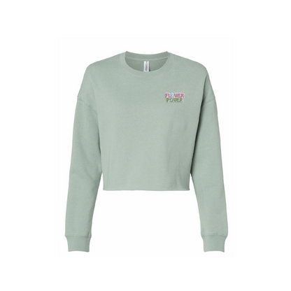 Flower Power Embroidered Sweatshirt Crop Top
