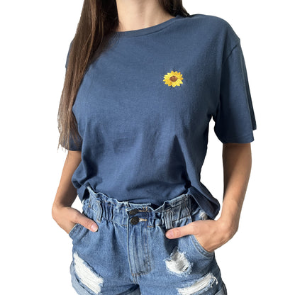 Sunflower Embroidered Crop Top